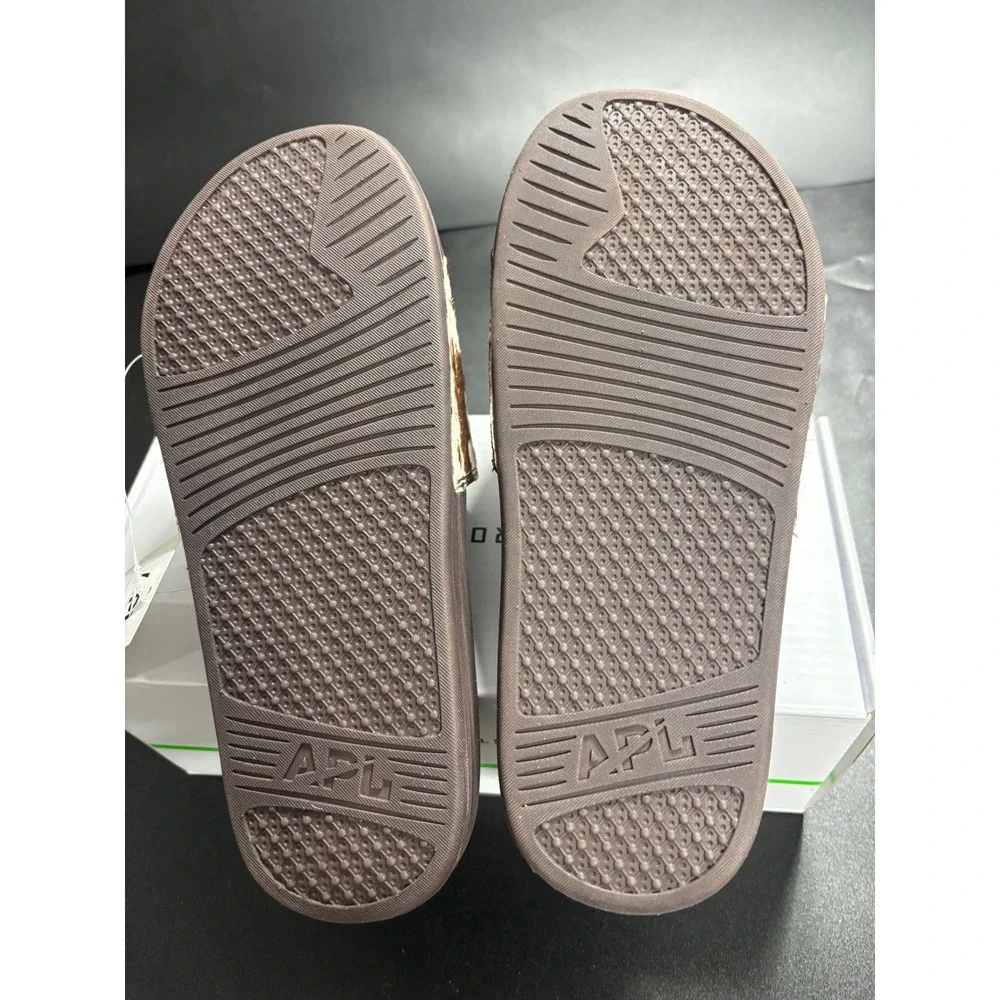 APL Iconic Slide‎ Women's Cow Hair Print Brown White Size 8 New